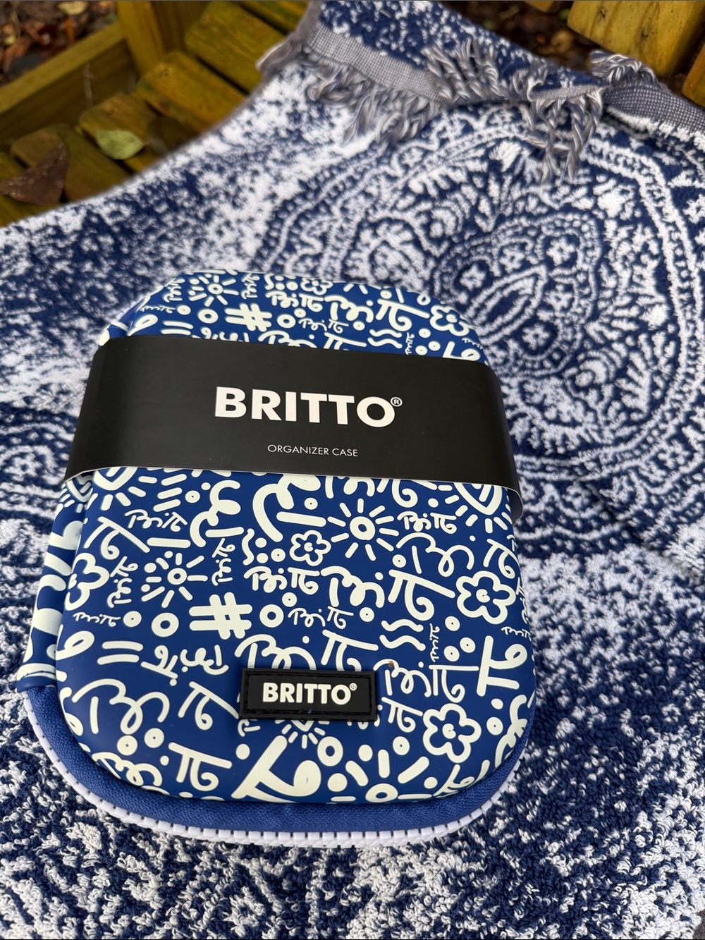 BRITTO Blue Patterned Organizer Case for Cell Accessories